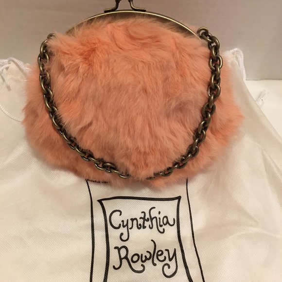 Cynthia Rowley peach fur evening bag - Picture 4 of 4